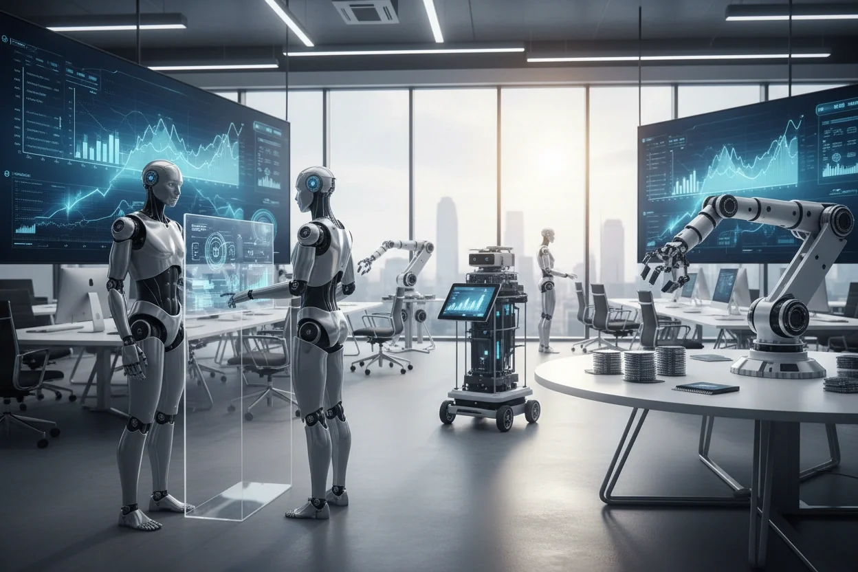 Professional image illustrating The Opportunities Presented by AI Robotics in Finance