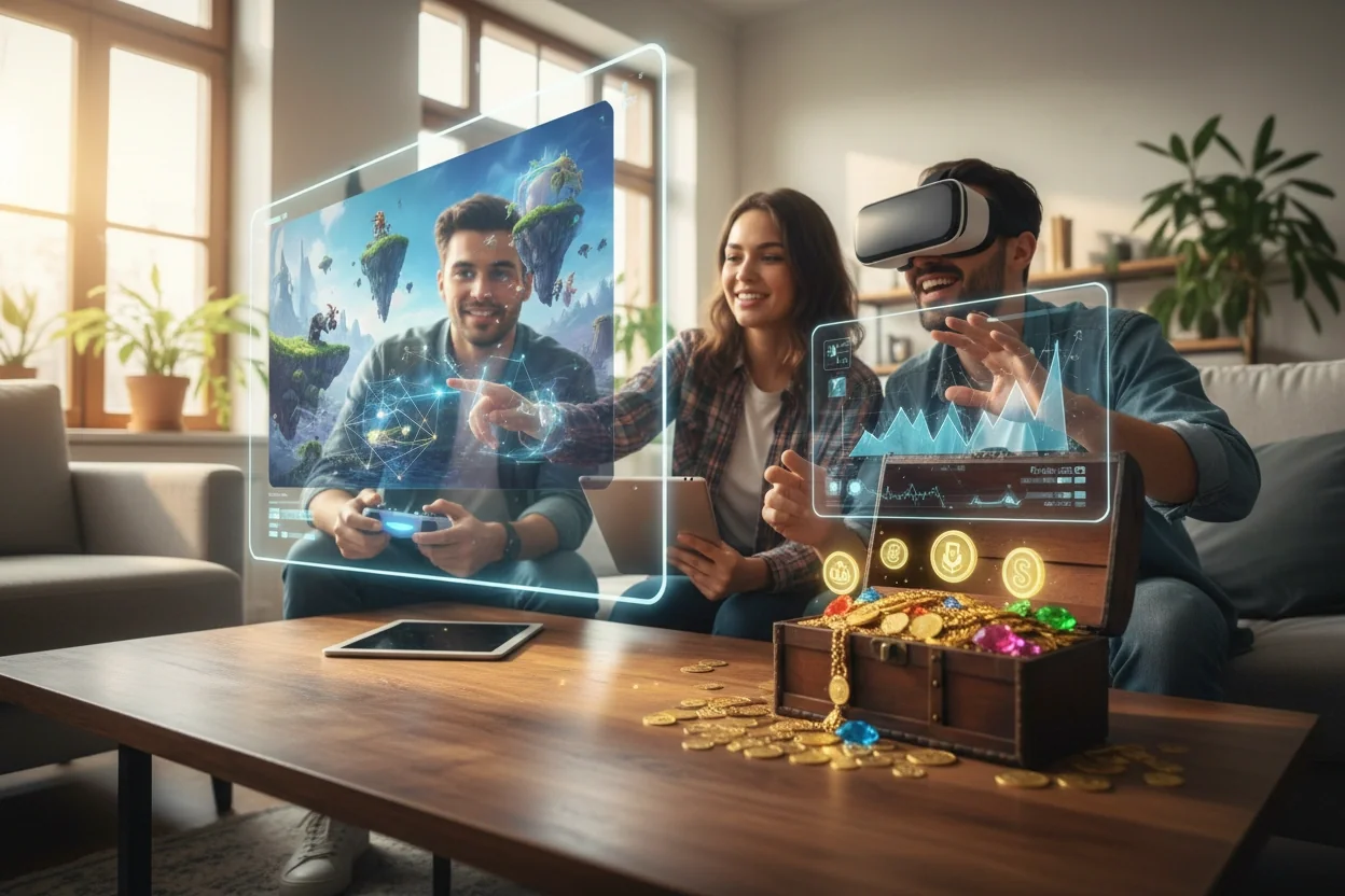 Professional image illustrating Understanding Play-to-Earn in Web3 Gaming and Entertainment