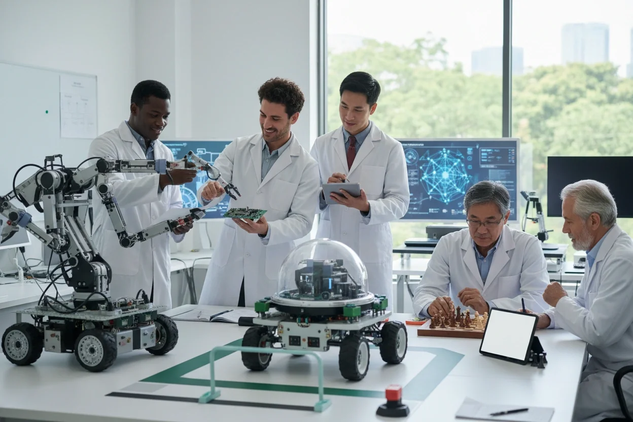 Professional image illustrating Common Misconceptions About AI Robotics