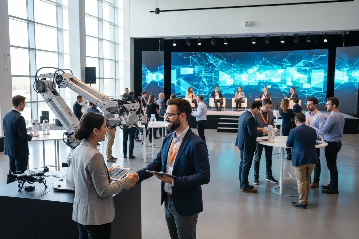 Professional image illustrating Top Networking Opportunities in AI Robotics